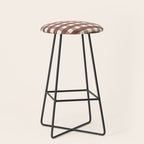 Gingham Check Pattern in Mocha Brown and Cream Stool Gallery Image 1