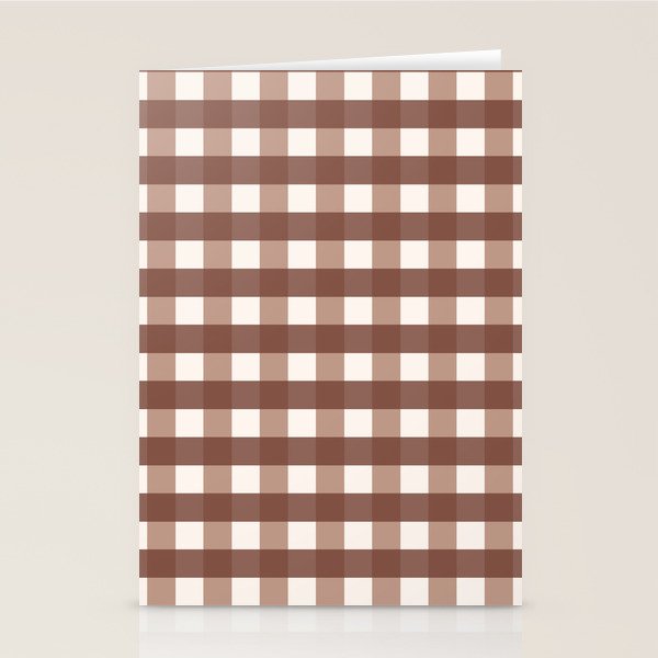 Gingham Check Pattern in Mocha Brown and Cream Stationery Card Gallery Image 2