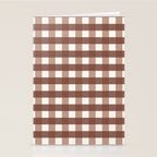 Gingham Check Pattern in Mocha Brown and Cream Stationery Card Gallery Image 2