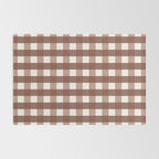 Gingham Check Pattern in Mocha Brown and Cream Rug Gallery Image 2