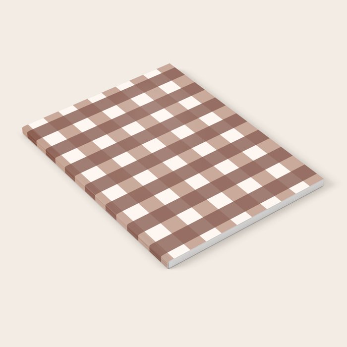 Gingham Check Pattern in Mocha Brown and Cream Notebook
