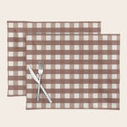 Gingham Check Pattern in Mocha Brown and Cream Placemat Gallery Image 1