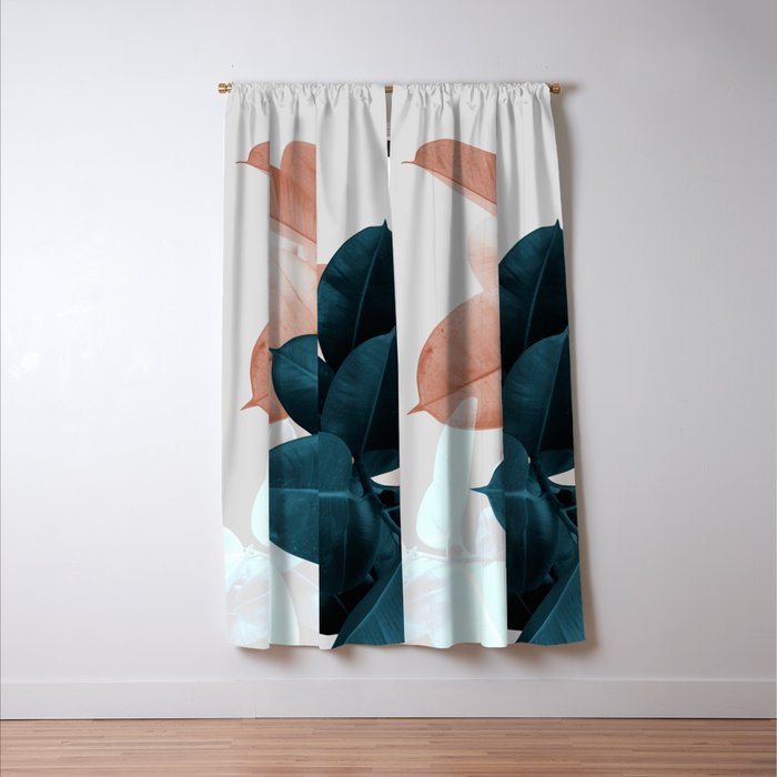 Blush & Blue Leaves Window Curtain Gallery Image 3