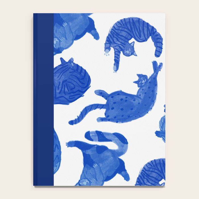 Sleepy Cozy Kitty Cats in Royal Blue & White Notebook Gallery Image 4