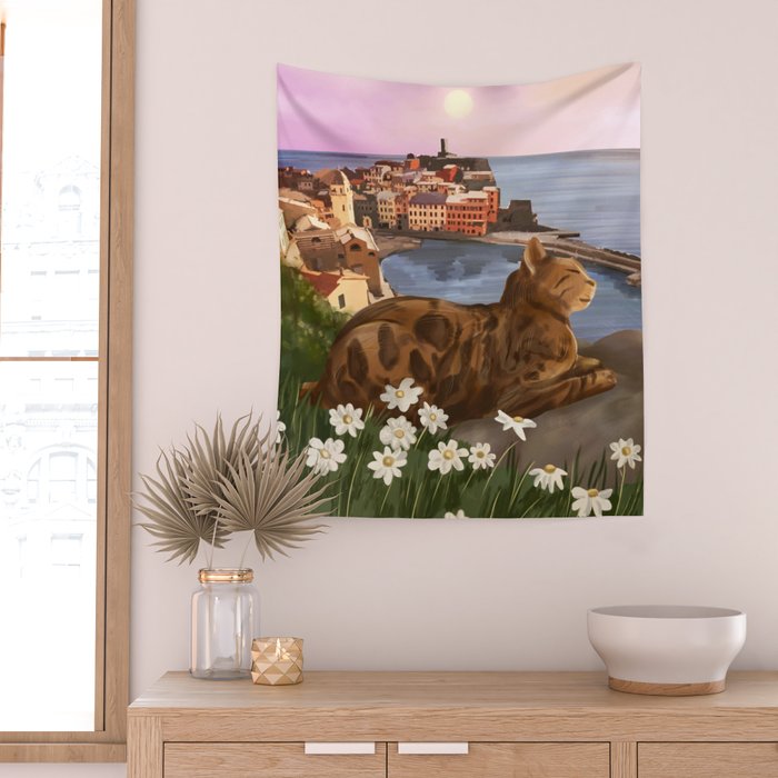 Whiskers in the Wildflowers Wall Tapestry Gallery Image 2