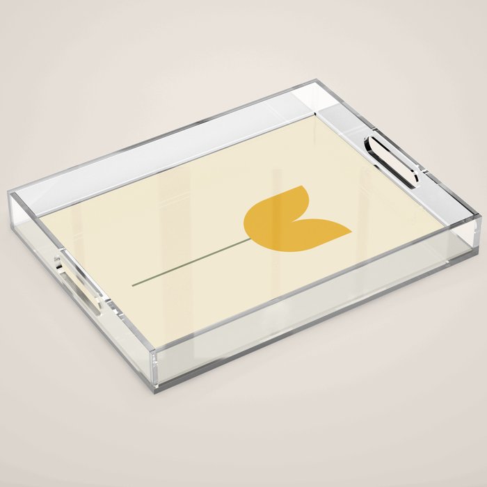 Vintage Tulip Minimalism - Yellow Acrylic Tray Gallery Image 1
