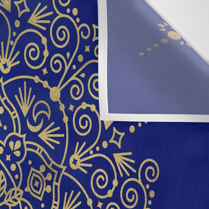 Moroccan Mandala - Gold Ink on Navy Wall Tapestry Gallery Image 3