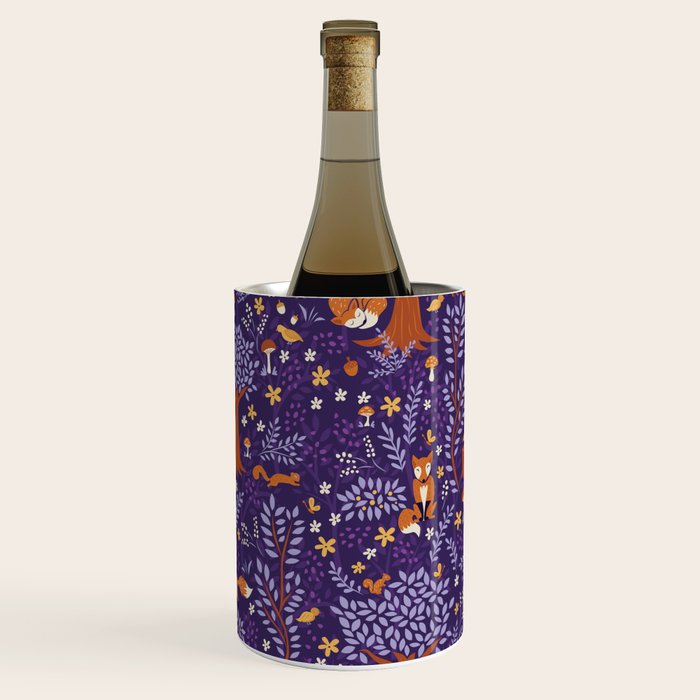 Foxes Playing in a Purple Forest Wine Chiller Gallery Image 1