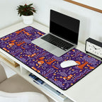 Foxes Playing in a Purple Forest Desk Mat Gallery Image 2