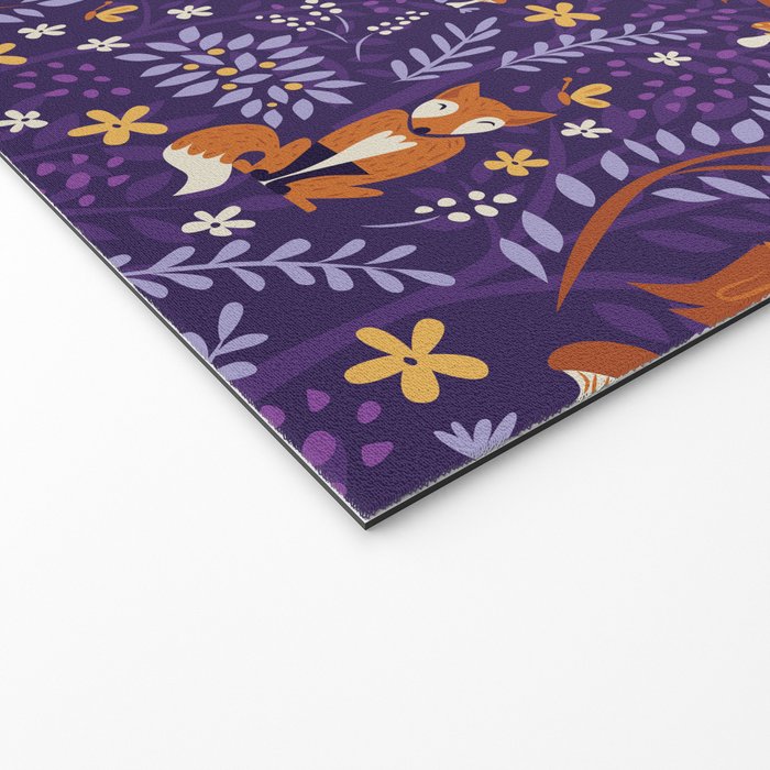Foxes Playing in a Purple Forest Welcome Mat Gallery Image 2