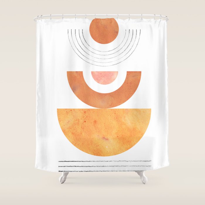 Mid century modern geometric shapes Shower Curtain Gallery Image 1