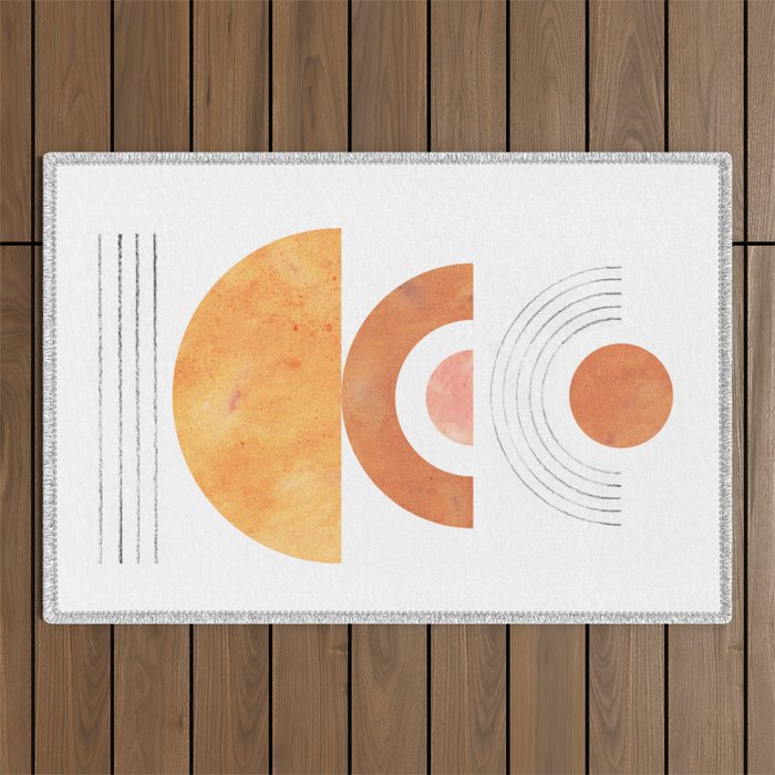 Mid century modern geometric shapes Outdoor Rug Gallery Image 1
