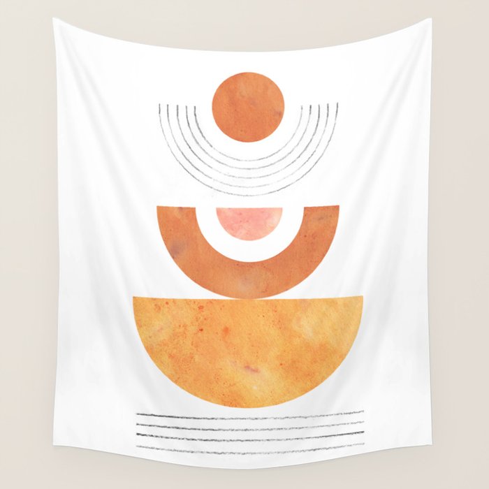 Mid century modern geometric shapes Wall Tapestry Gallery Image 1