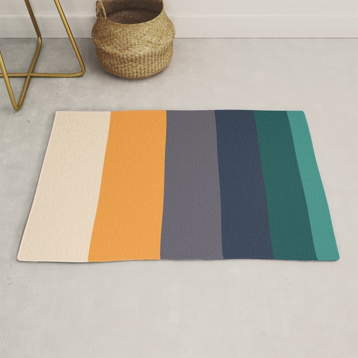 Mid Century Modern Minimalist Color Block Pattern Yellow Grey Green Rug Gallery Image 1