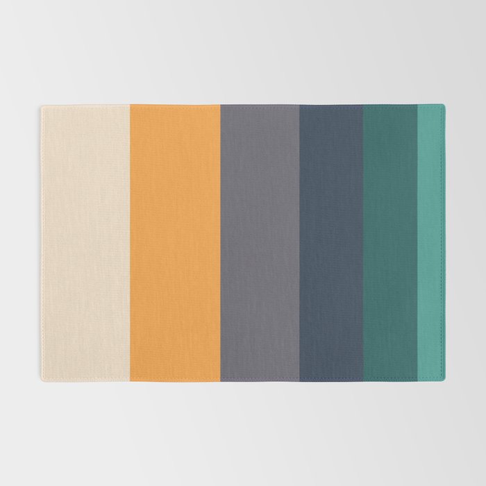 Mid Century Modern Minimalist Color Block Pattern Yellow Grey Green Rug Gallery Image 2