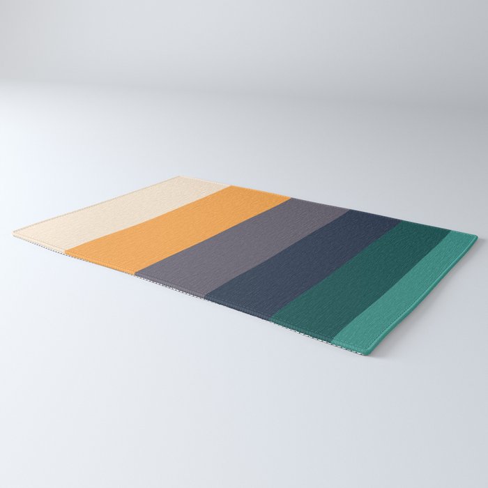 Mid Century Modern Minimalist Color Block Pattern Yellow Grey Green Rug Gallery Image 3