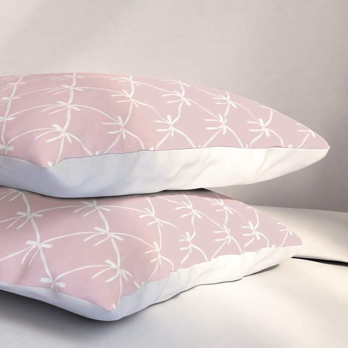 Bows & Ribbons Pattern LVII Pastel Pink Pillow Sham Gallery Image 3