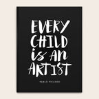 Every Child is an Artist Pablo Picasso black and white typography quote home room wall decor Notebook Gallery Image 4
