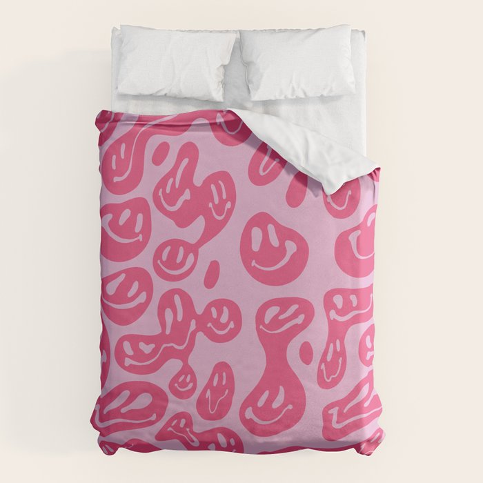 Pink Dripping Smiley Duvet Cover Gallery Image 1