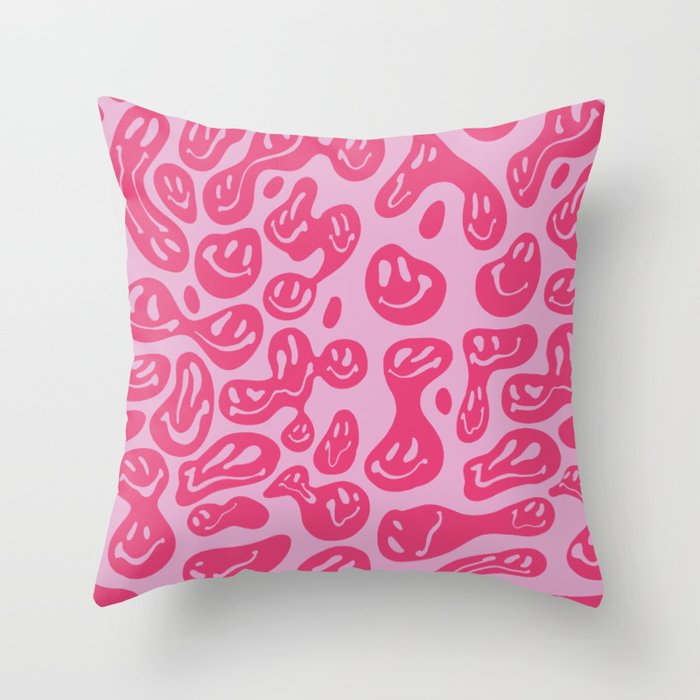 Pink Dripping Smiley Throw Pillow Gallery Image 6