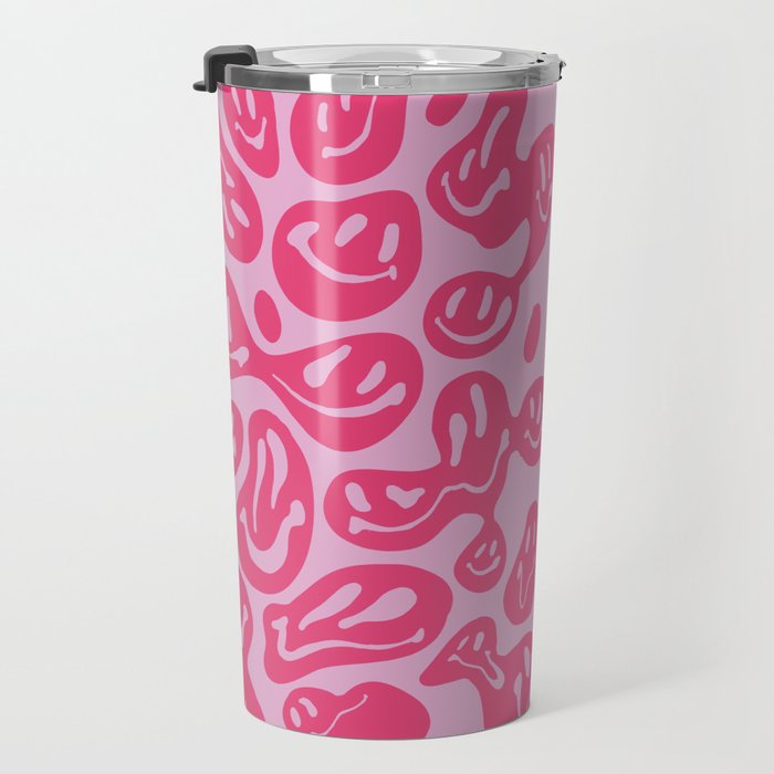 Pink Dripping Smiley Travel Mug Gallery Image 3
