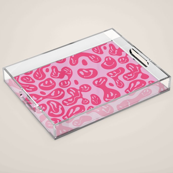 Pink Dripping Smiley Acrylic Tray Gallery Image 1