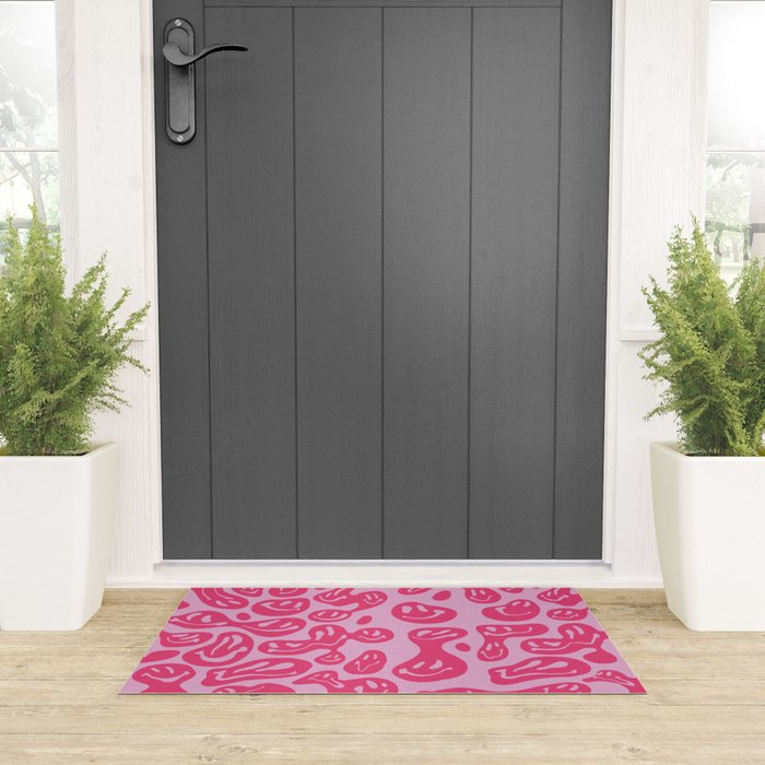 Pink Dripping Smiley Welcome Mat Gallery Image 3