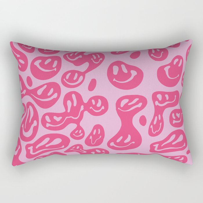 Pink Dripping Smiley Rectangular Pillow Gallery Image 1