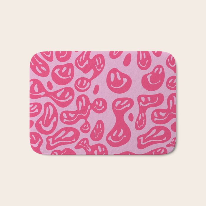 Pink Dripping Smiley Bath Mat Gallery Image 1