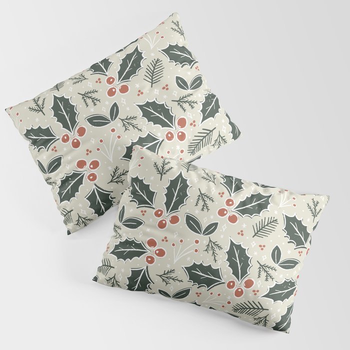 Holly Days . Neutral Pillow Sham Gallery Image 3