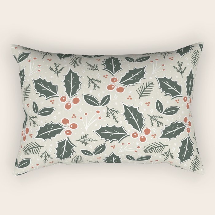 Holly Days . Neutral Rectangular Pillow Gallery Image 2