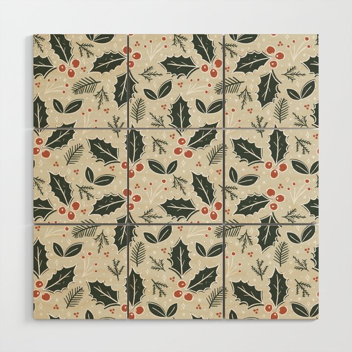 Holly Days . Neutral Wood Wall Art Gallery Image 1