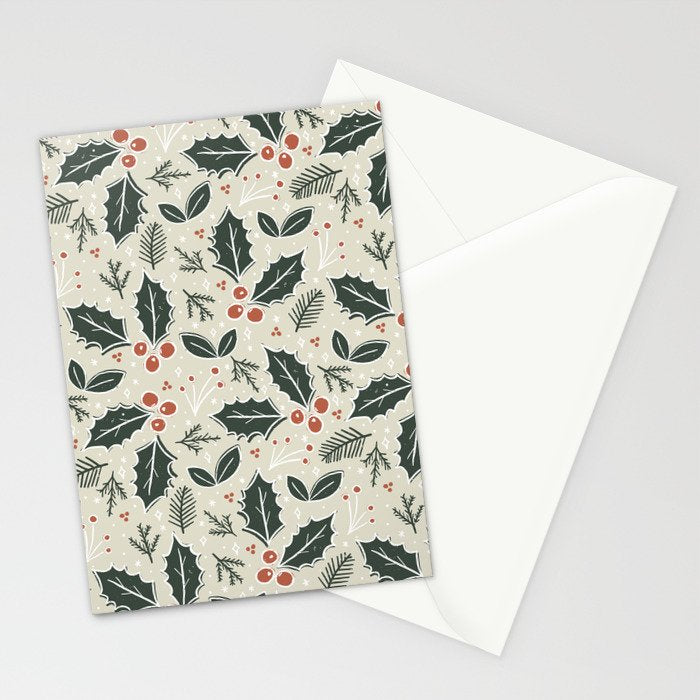 Holly Days . Neutral Stationery Card Gallery Image 2