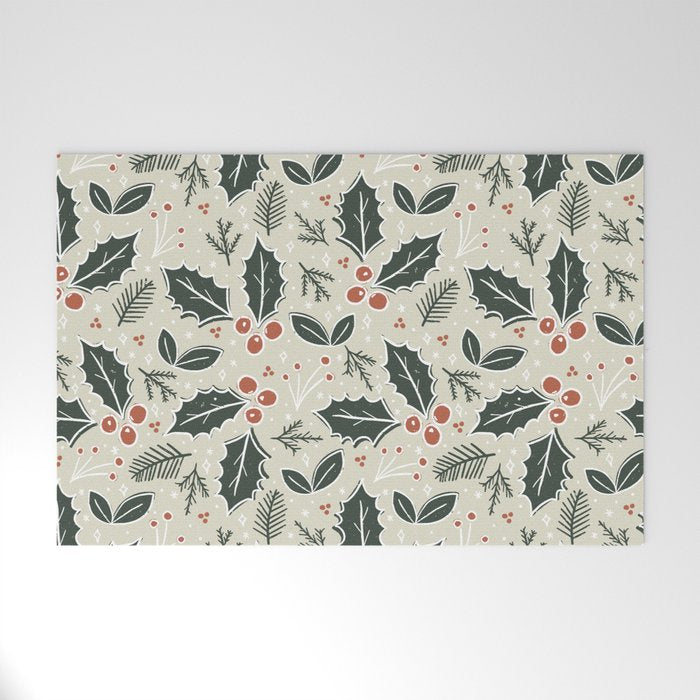 Holly Days . Neutral Welcome Mat Gallery Image 1