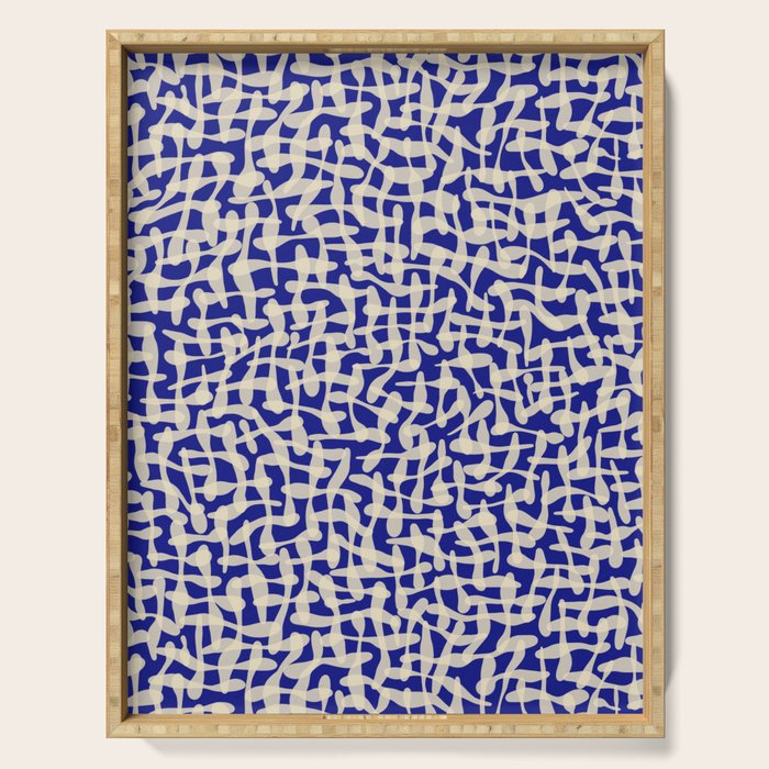 Playful strokes #3 / Beige on Blue Serving Tray Gallery Image 1