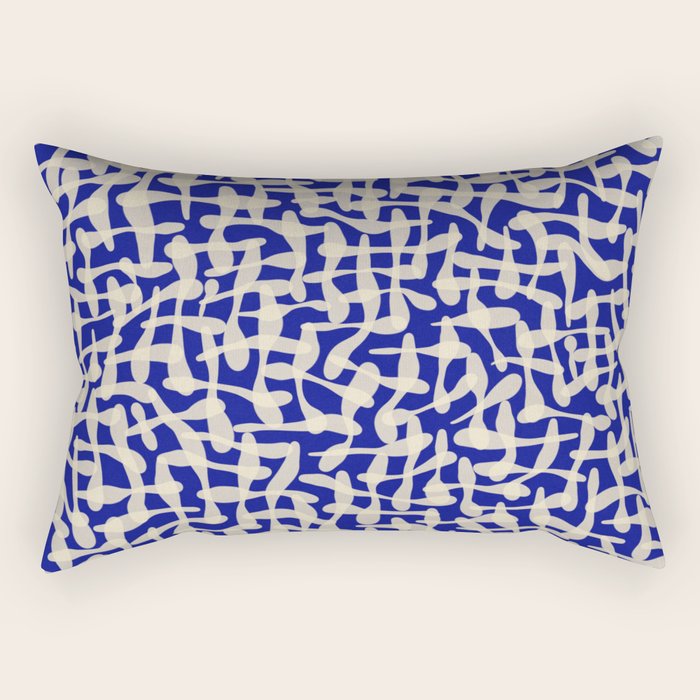 Playful strokes #3 / Beige on Blue Rectangular Pillow Gallery Image 2