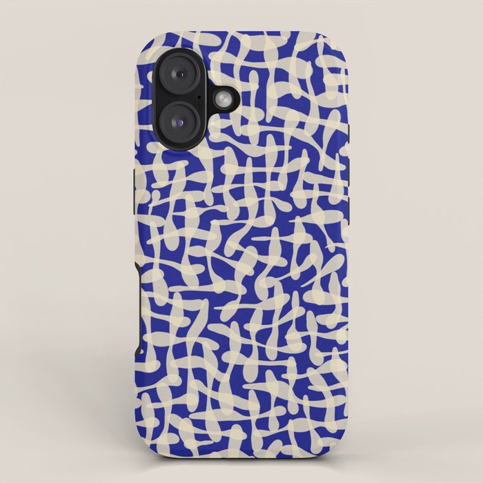 Playful strokes #3 / Beige on Blue iPhone Case Gallery Image 1