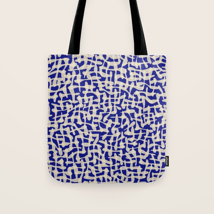 Playful strokes #3 / Beige on Blue Tote Bag Gallery Image 1