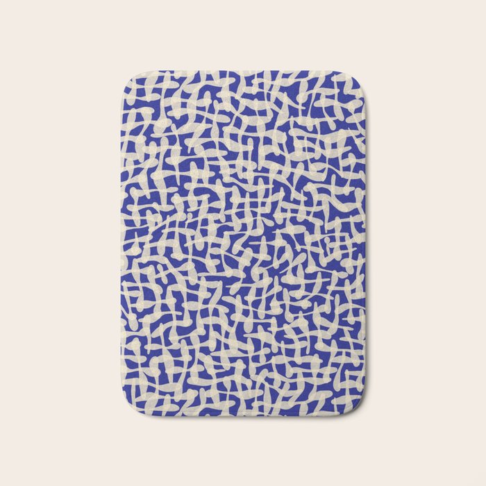 Playful strokes #3 / Beige on Blue Bath Mat Gallery Image 1