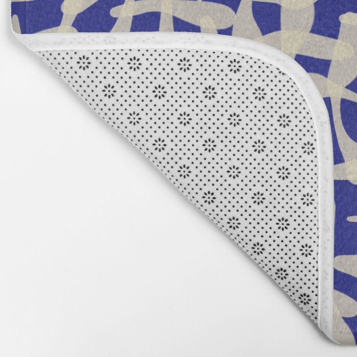 Playful strokes #3 / Beige on Blue Bath Mat Gallery Image 2