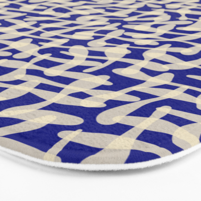 Playful strokes #3 / Beige on Blue Bath Mat Gallery Image 3