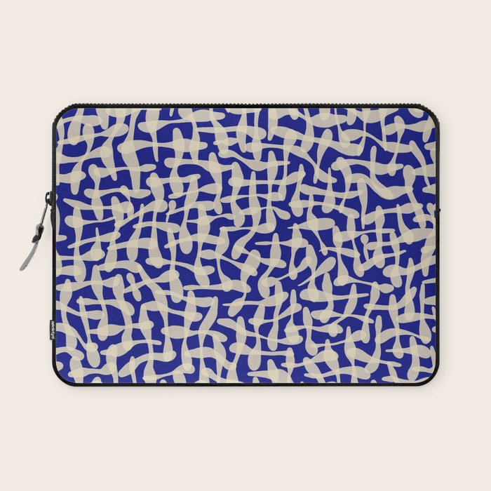 Playful strokes #3 / Beige on Blue Laptop Sleeve Gallery Image 1
