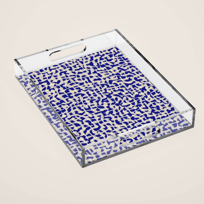 Playful strokes #3 / Beige on Blue Acrylic Tray Gallery Image 1