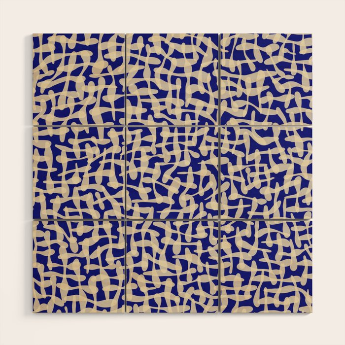 Playful strokes #3 / Beige on Blue Wood Wall Art Gallery Image 1