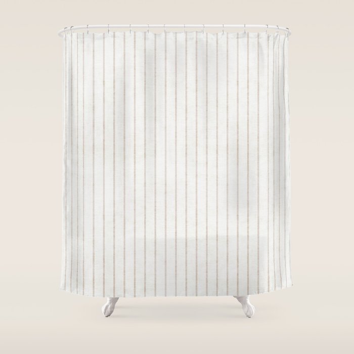  AEGEAN SIMPLE TICKING STRIPE JUTE Shower Curtain Gallery Image 1