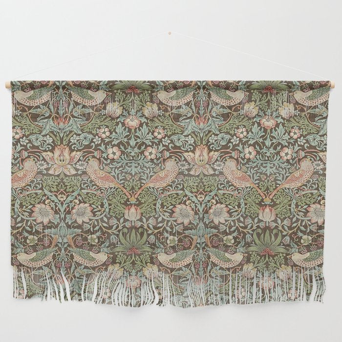 William Morris Strawberry Thief Brown Chocolate Slate Wall Hanging Gallery Image 1