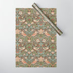 William Morris Strawberry Thief Brown Chocolate Slate Wrapping Paper Gallery Image 1