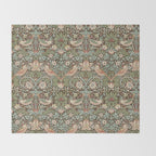 William Morris Strawberry Thief Brown Chocolate Slate Throw Blanket Gallery Image 2
