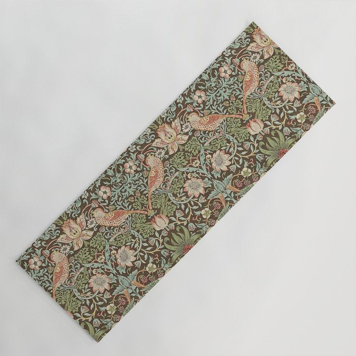 William Morris Strawberry Thief Brown Chocolate Slate Yoga Mat Gallery Image 1