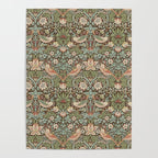 William Morris Strawberry Thief Brown Chocolate Slate Poster Gallery Image 4